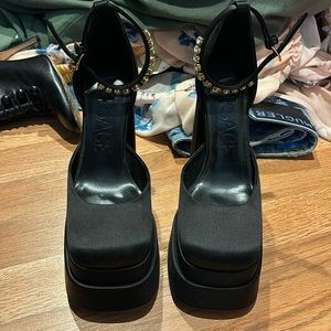 Versace Satin Platform Pumps.
